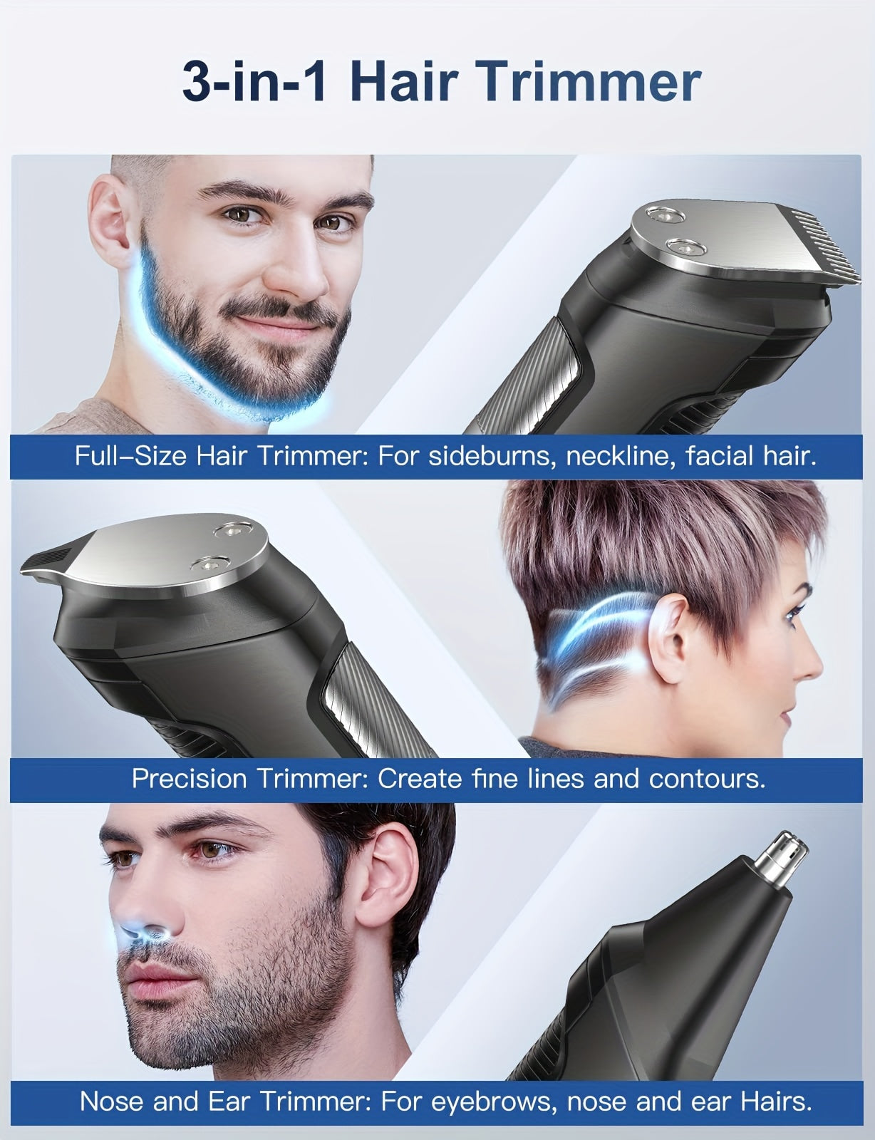 Beard Trimmer Hair Clipper For Men, Multigroomer All-in-One Trimmer, 10 Piece Mens Grooming Kit, For Beard, Face, Nose, And Ear Hair Trimmer And Hair Clipper, NO Blade Oil Needed Father's Day Gift