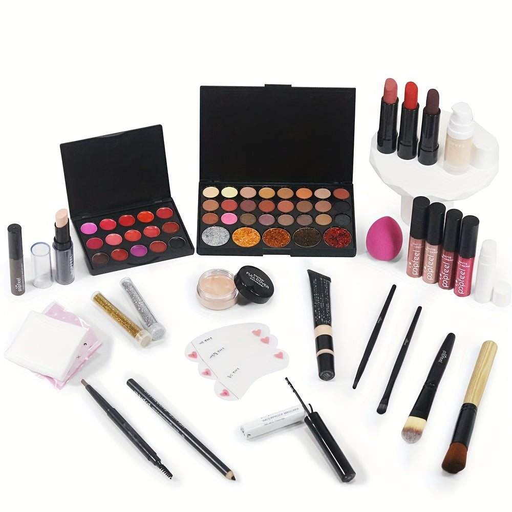 POPFEEL All-in-One Makeup Kit - Comprehensive Cosmetics Set for Mothers' Day, Includes Eyeshadows, Blush, Lipsticks, Brushes & More, Perfect Gift for Beauty Enthusiasts, Beauty Gift Set|Versatile Makeup Palette|Diverse Color