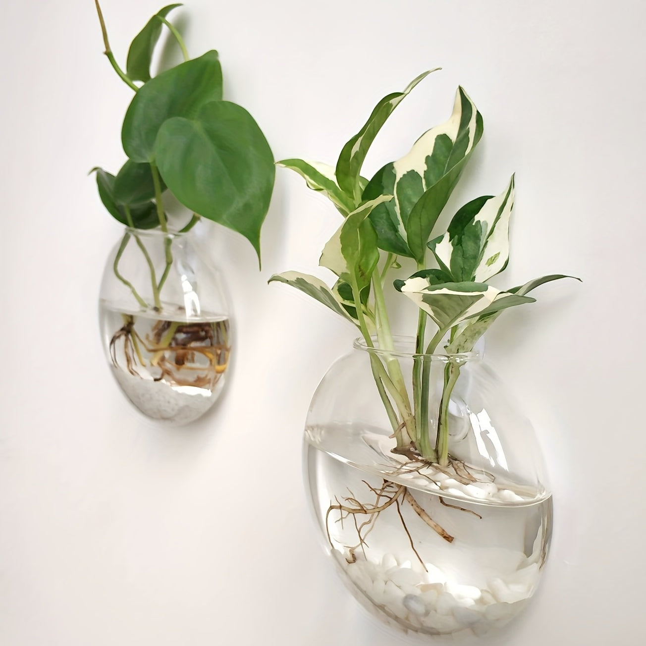 2pcs/ 4pcs/ 6pcs Wall Hanging Glass Terrariums Planter Oblate Flower Vase For Hydroponics Plants Gift, Home Office Living Room Decor