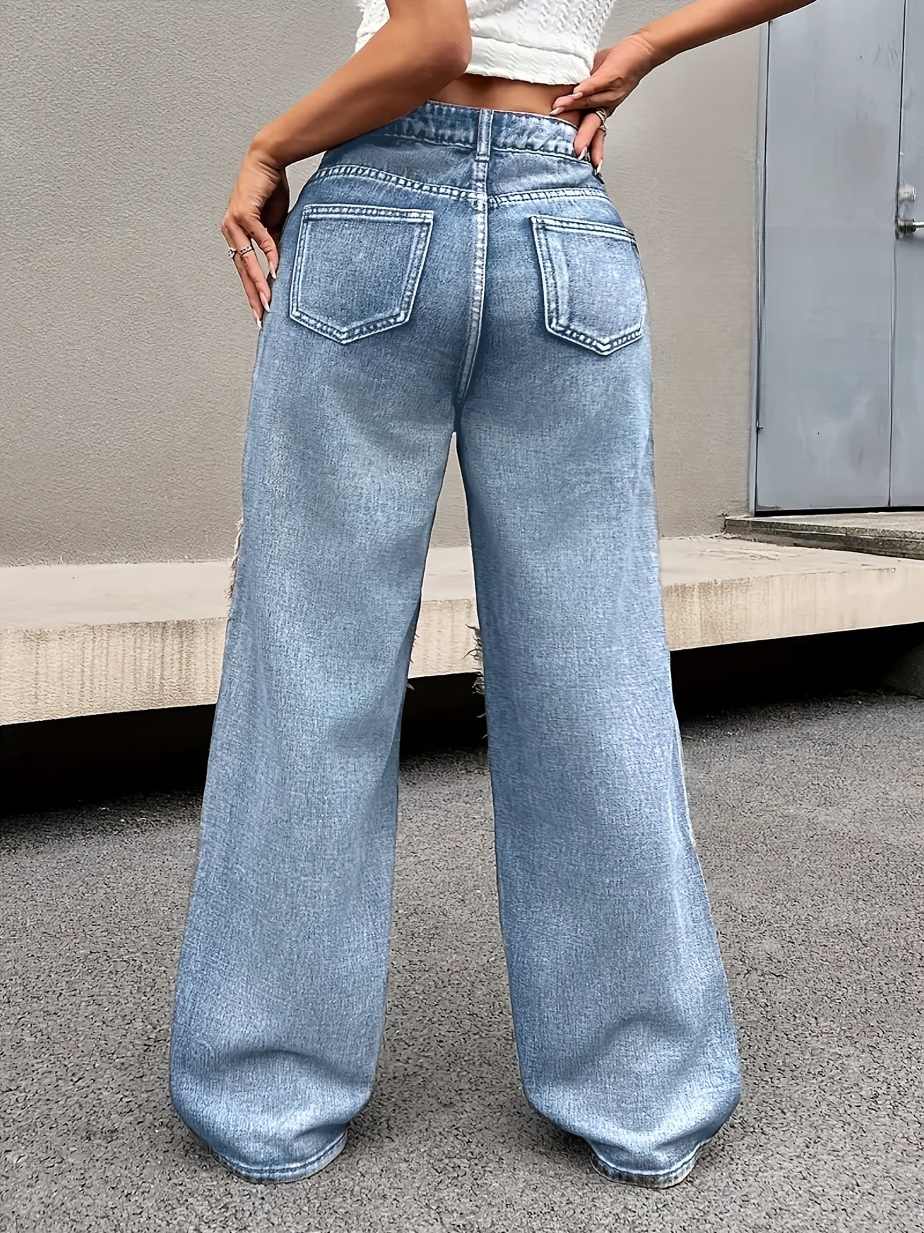 Women's Non-Stretch Denim Wide-Leg Pants - ./MH