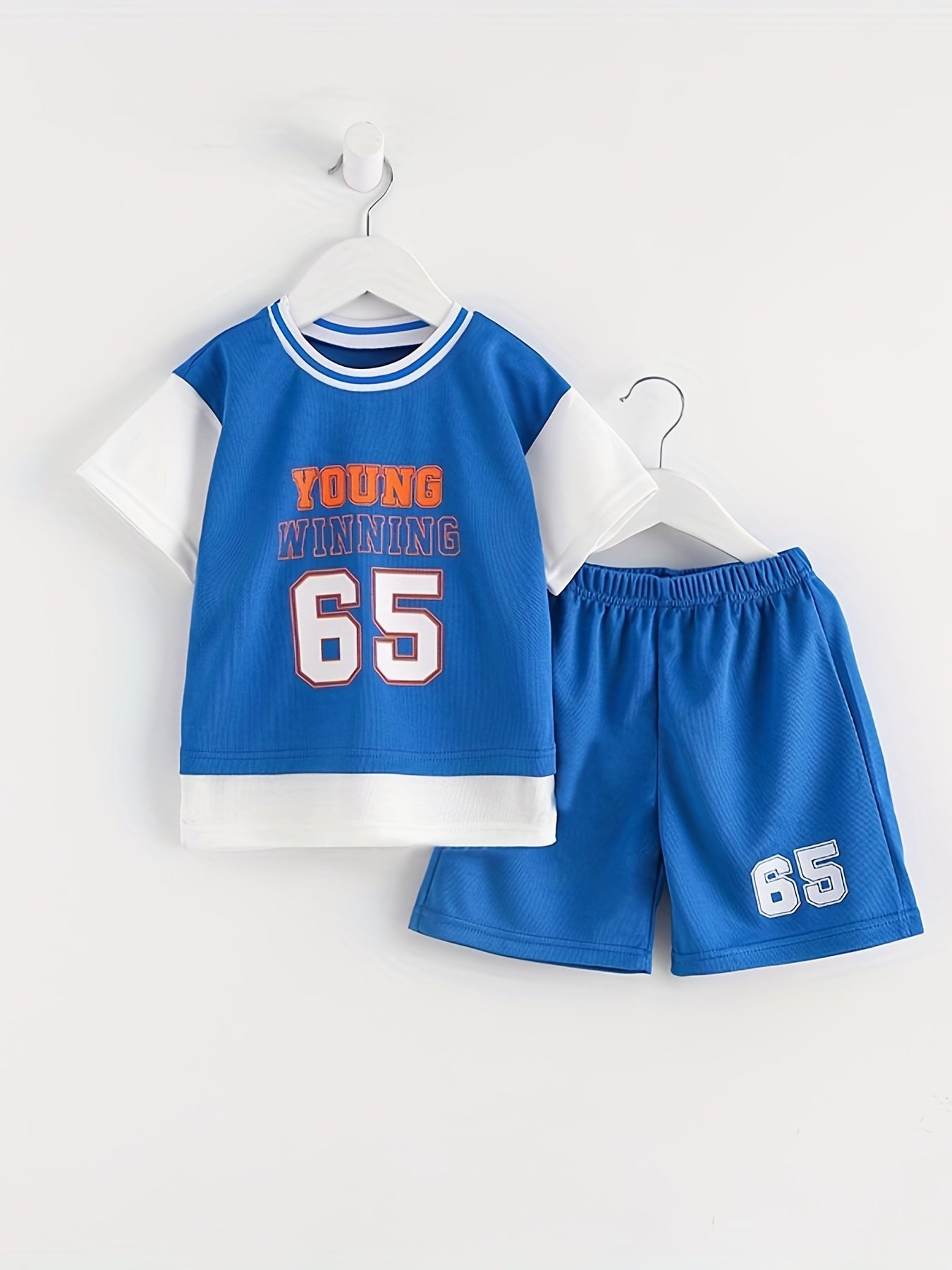 Boys "Young Winning" Number "65" Casual Outfit Round Neck T-shirt.