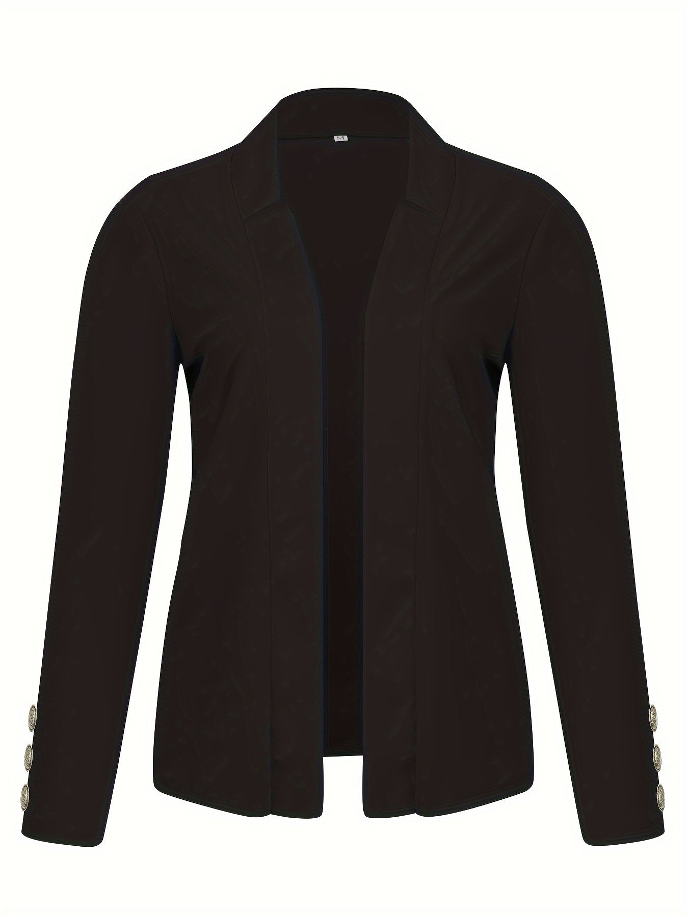 Solid Open Front Button Decor Blazer, Elegant Long Sleeve Blazer.