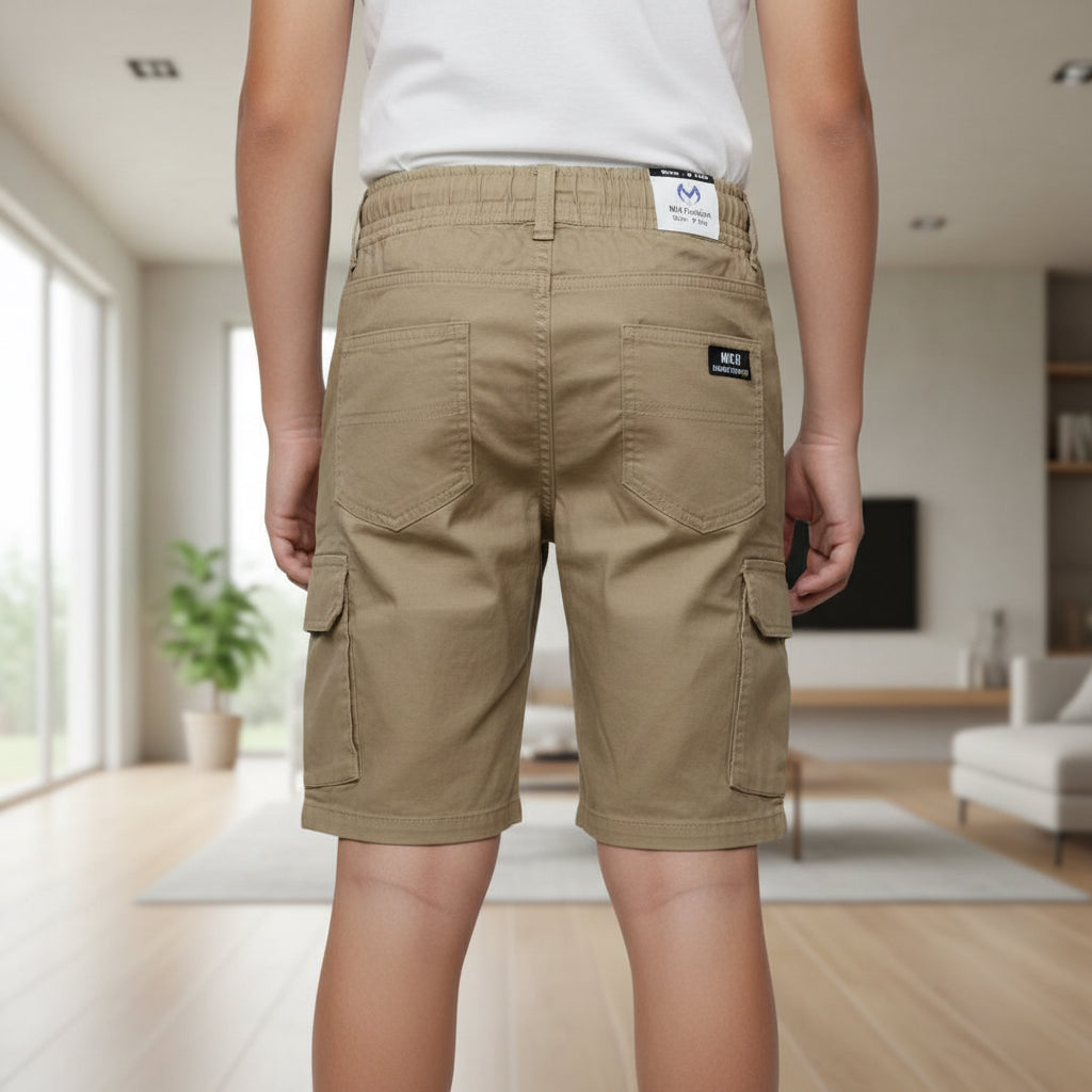 Teen Boys Beige Khaki Cargo Shorts 9-16 Years | Stylish Multiple Pockets Casual Shorts | MH