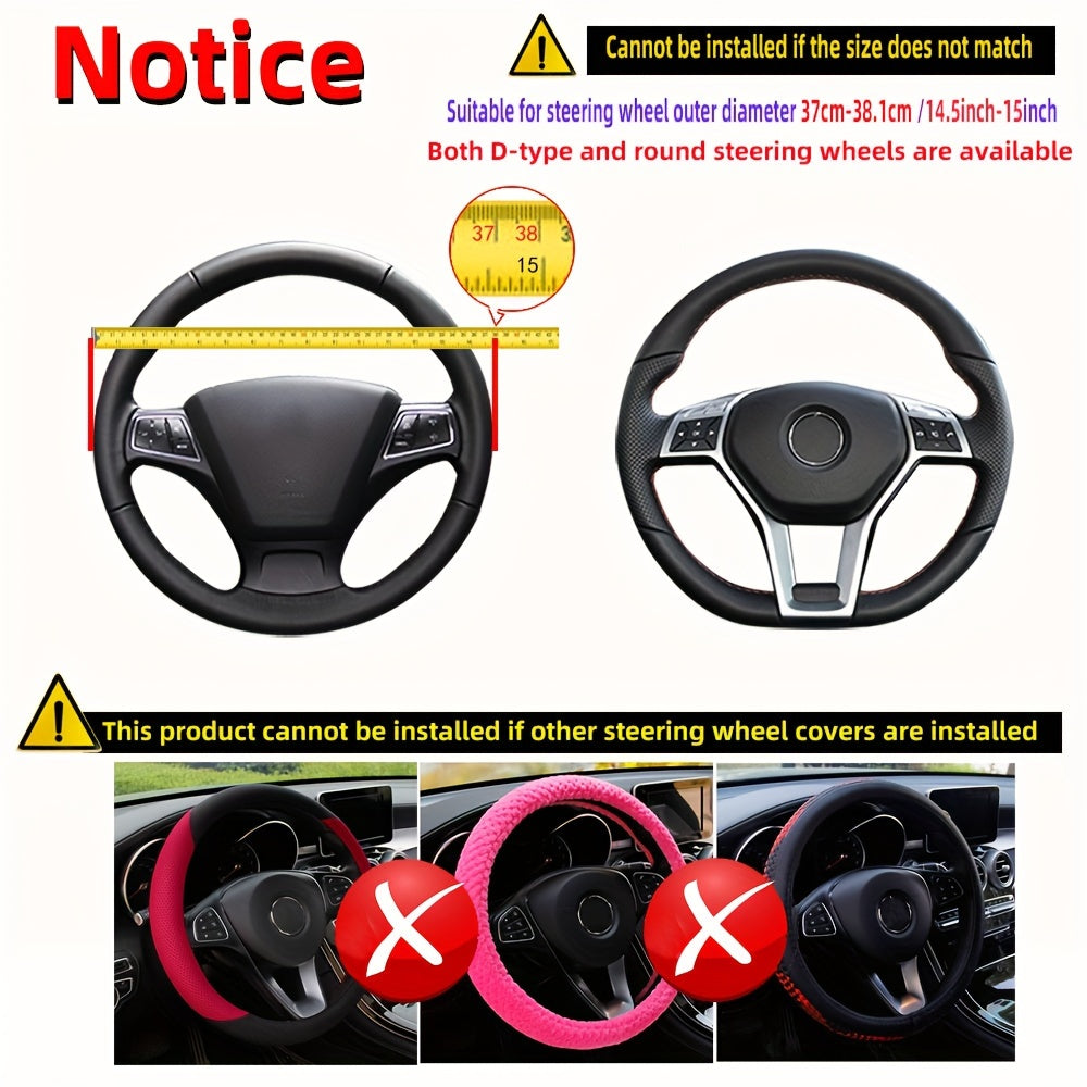 Universal Carbon Fiber Elastic PU Leather Car Steering Wheel Cover