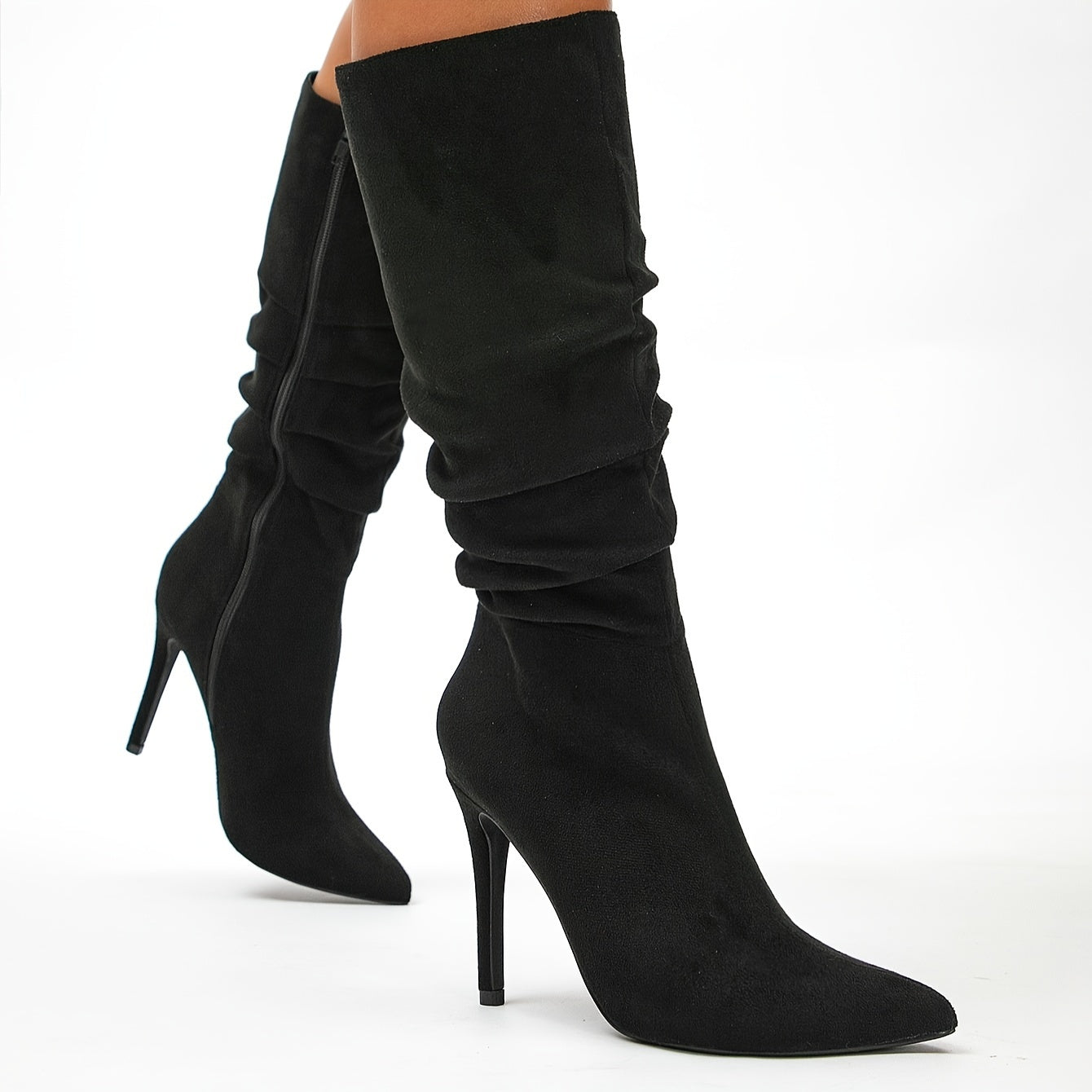Stylish Women's Long Boots - Pleated Design, /MH