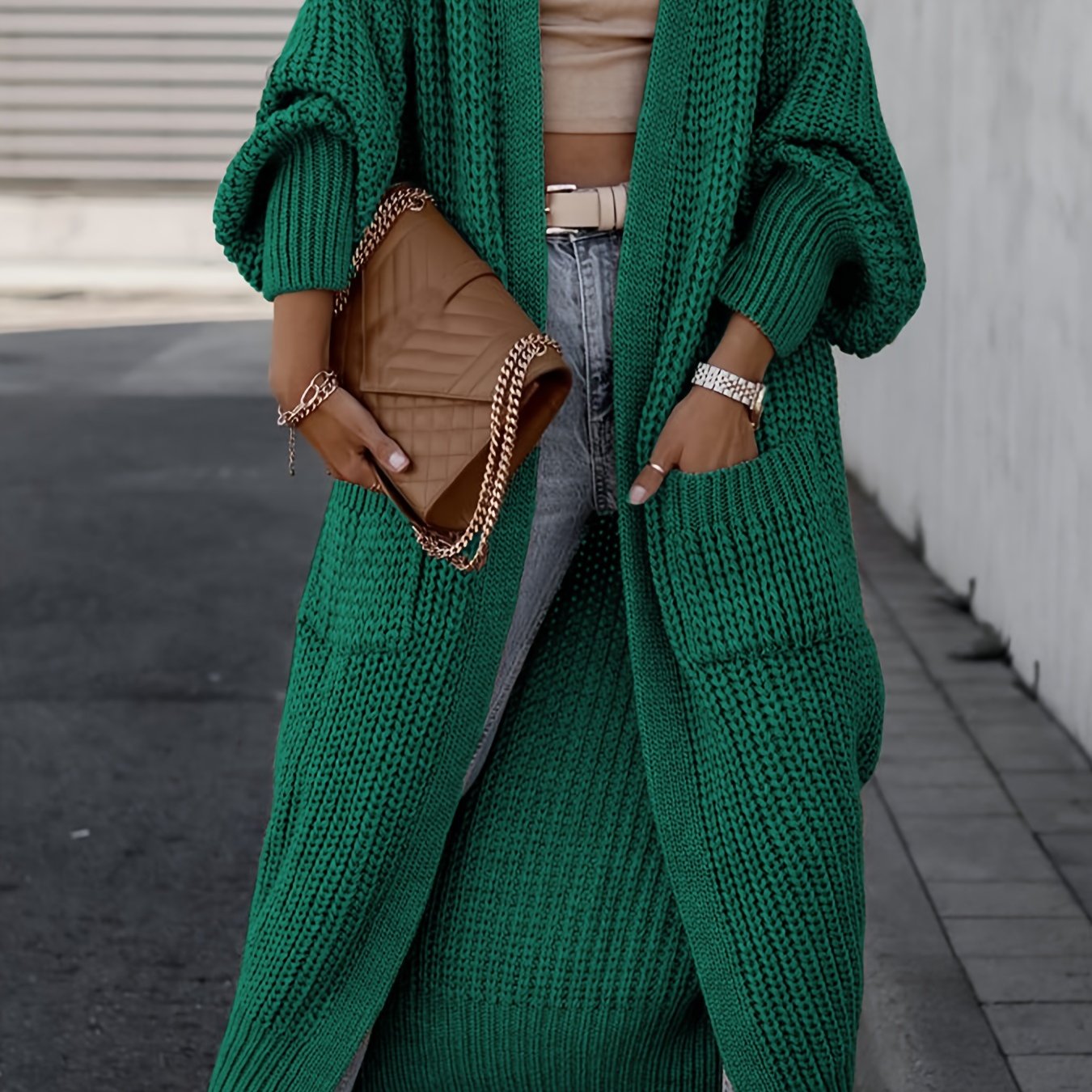 Cozy Long Sleeve Open Front Cardigan Sweater Women's Long Length .