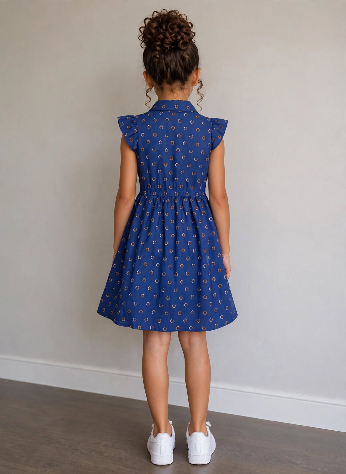 Girls Indigo Blue Printed Cotton Dress (2–12 Years) | Soft Casual Party Wear | MH AE