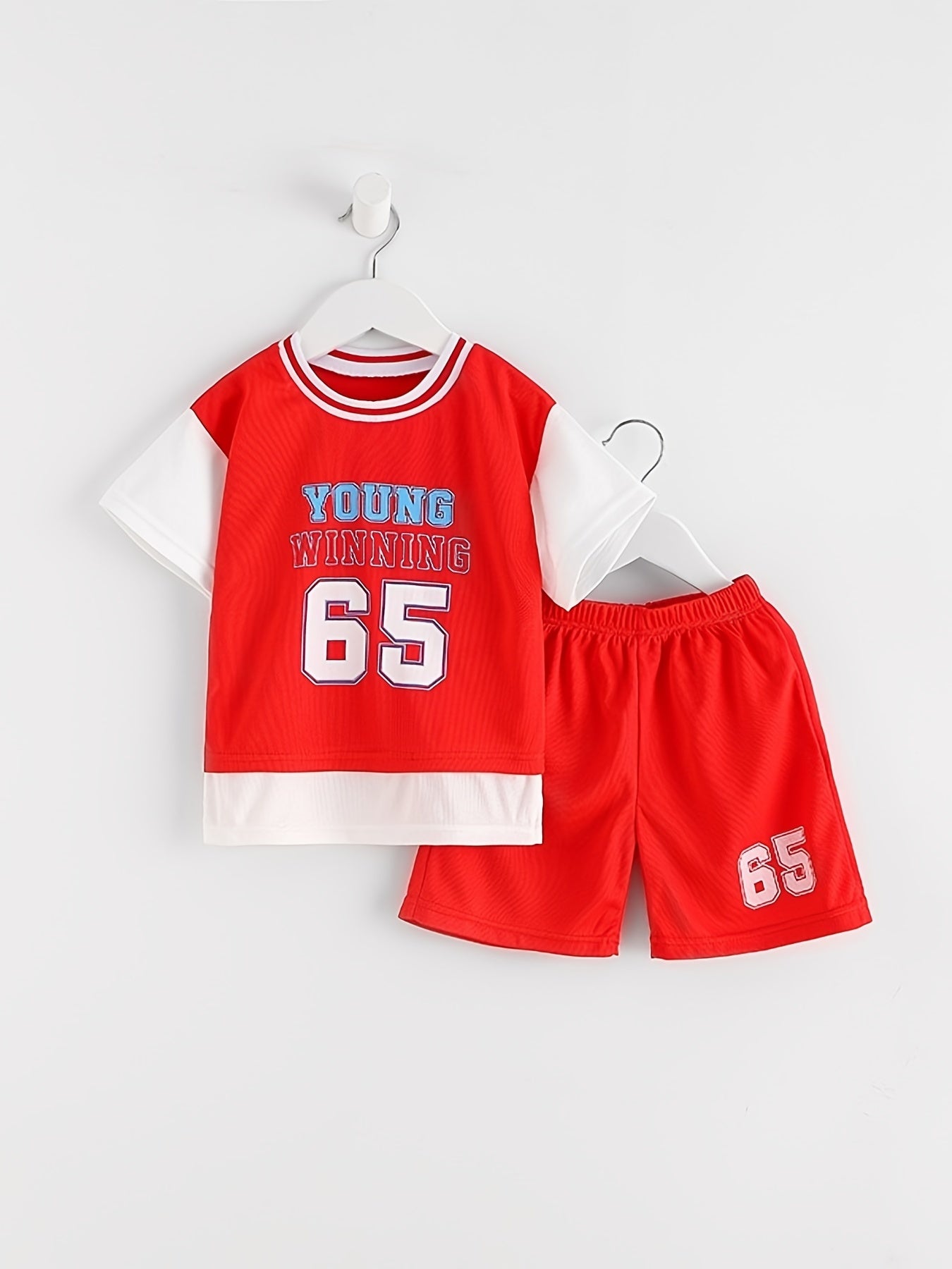 Boys "Young Winning" Number "65" Casual Outfit Round Neck T-shirt.