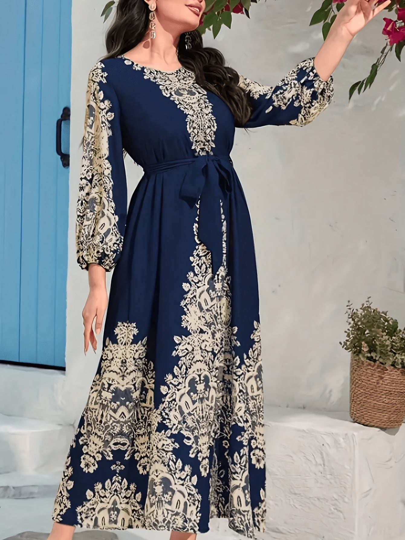 Plus Size Women's Elegant Turkish Kaftan Dress -/MH