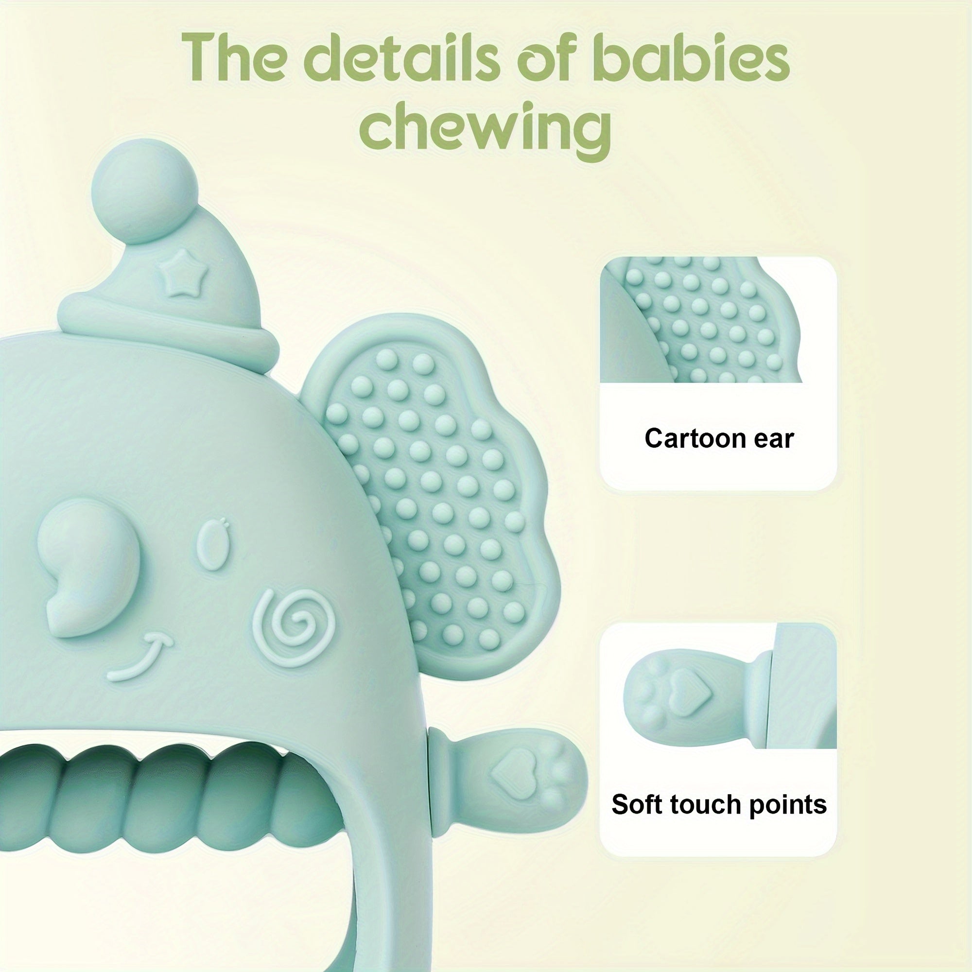 The Perfect Teething Toy For Babies 6M+ - TYRY.HU Silicone Anti-Drop Teether Pacifier With Soft Hands For Sucking & Breastfeeding, Christmas, Halloween, Thanksgiving Day Gift