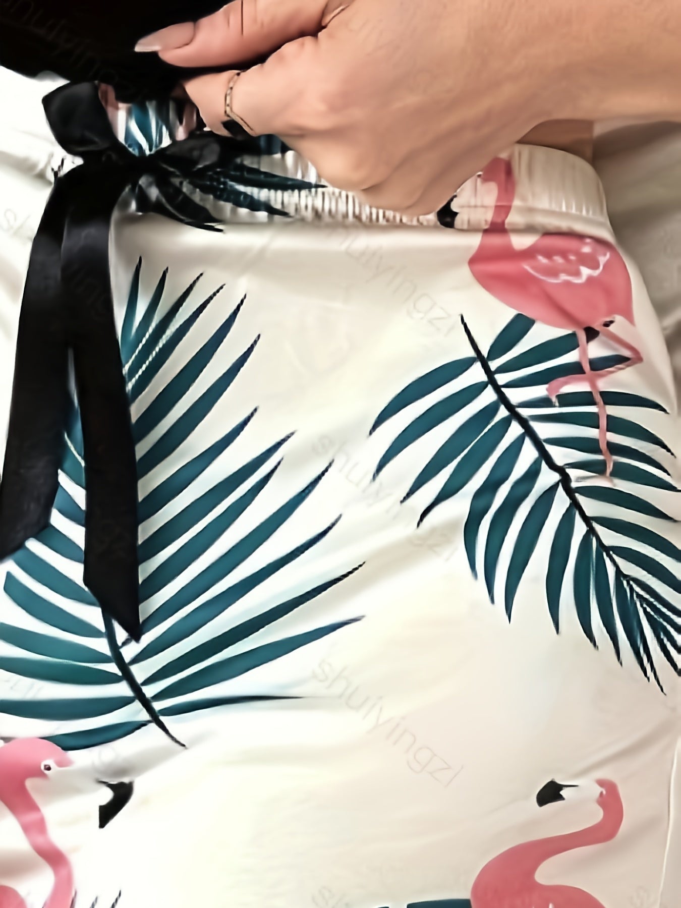 Cartoon Print Pajama Set, Scoop Neck Lettuce Trim Cami Top & Elastic Waistband Shorts, Women's Sleepwear & Loungewear