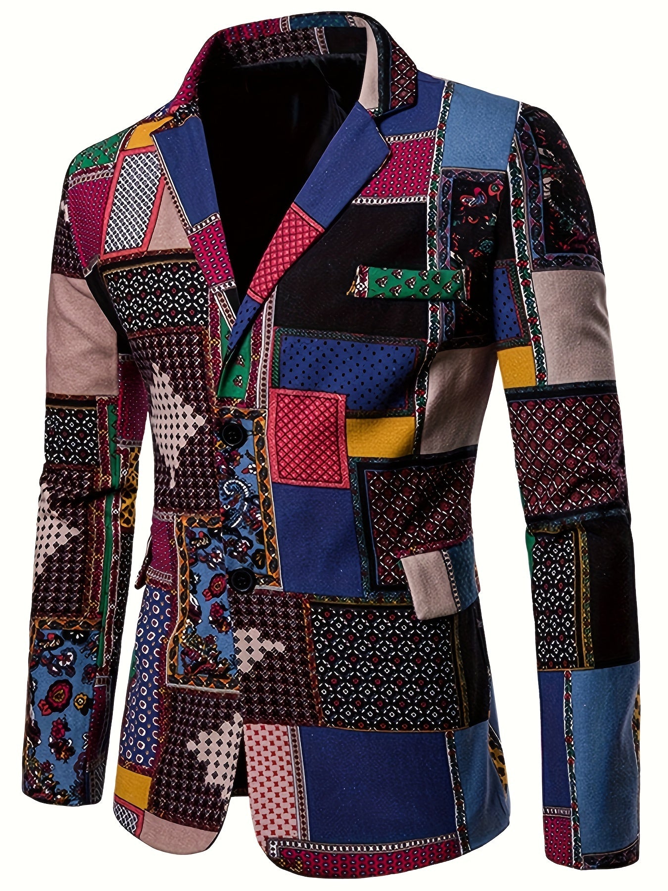 2pcs/set Suits, Men's Colorful Lapel Blazer & Pants,