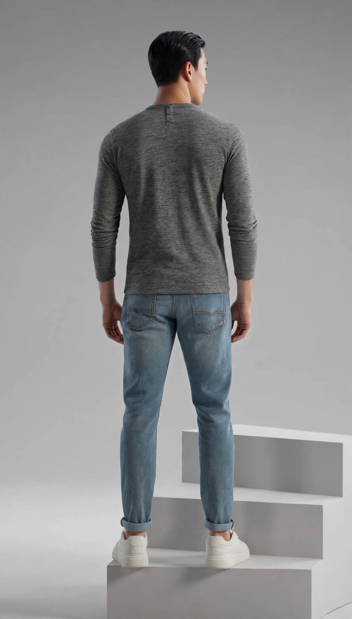 Men’s 4-Button Henley Long Sleeve T-Shirt – Dark Grey Heather | Sizes S-XXL | MH