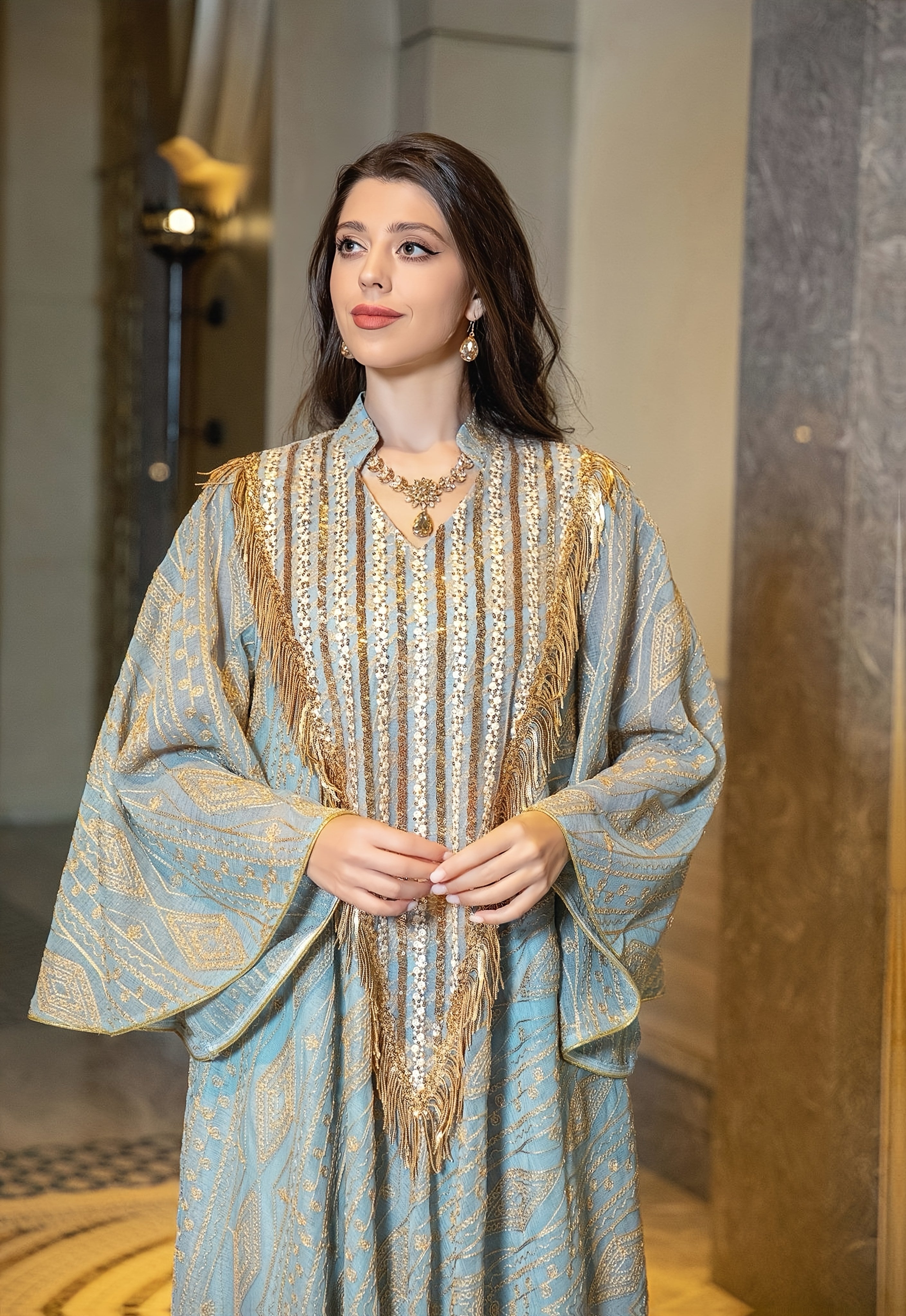 1pc Muslim Evening Dress, Arabic Dubai ./MH