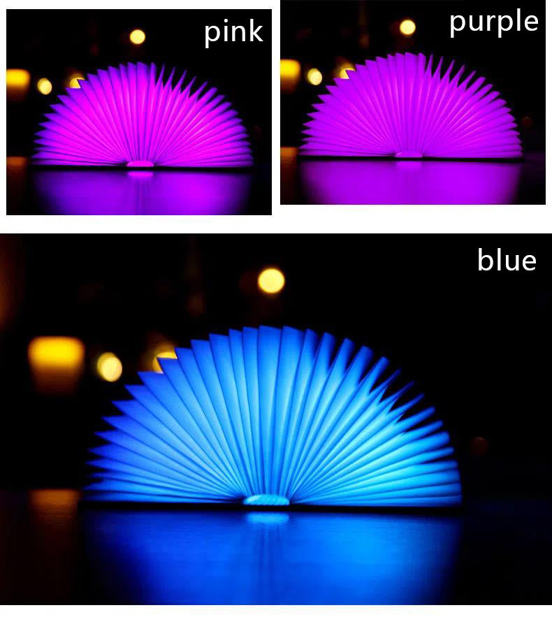 Five-color Wood Book Lamp Night Light Flip Book Lamp Bedroom Bedside Sleep .