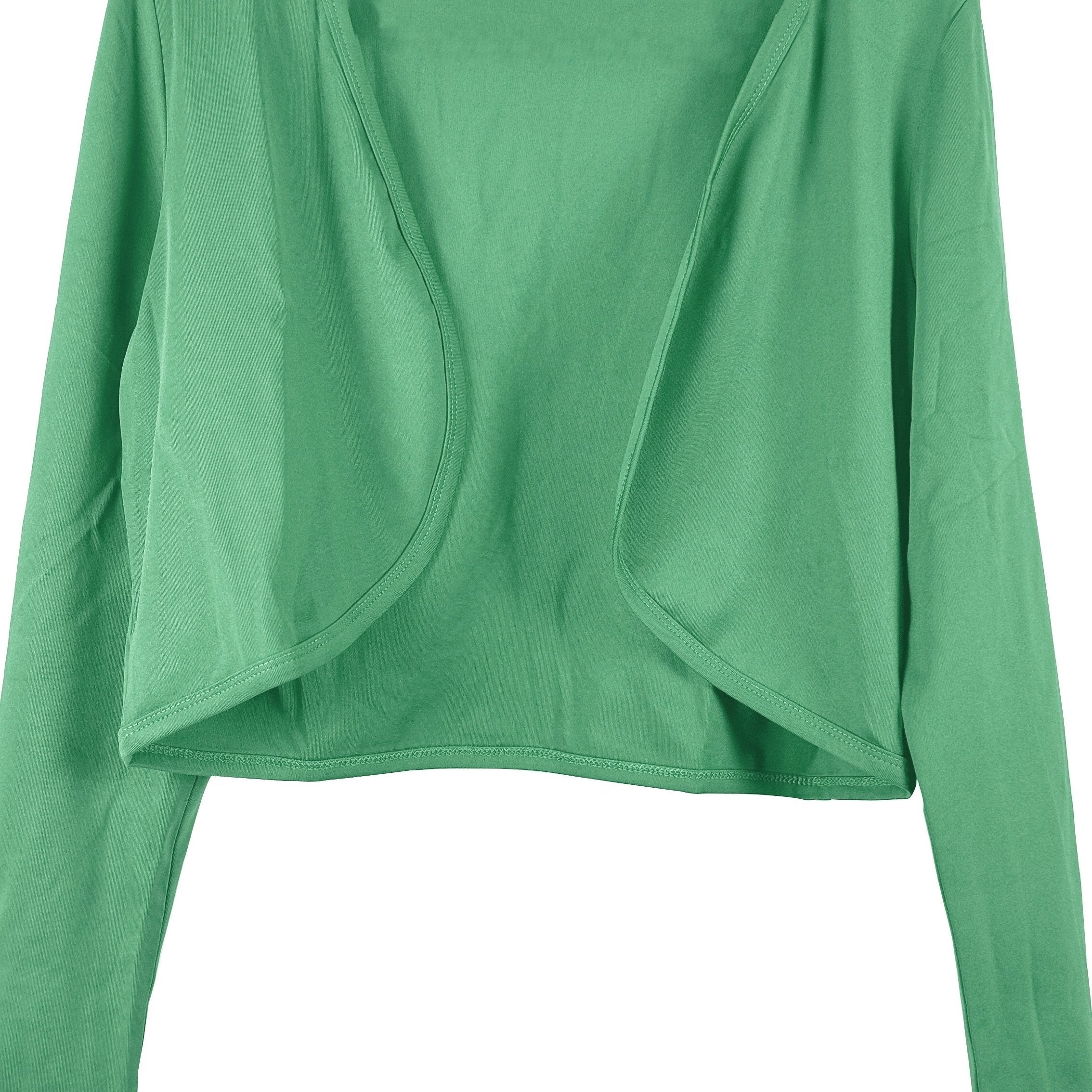 Solid Open Front Blazer, Casual Long Sleeve Crop Blazer For Work,