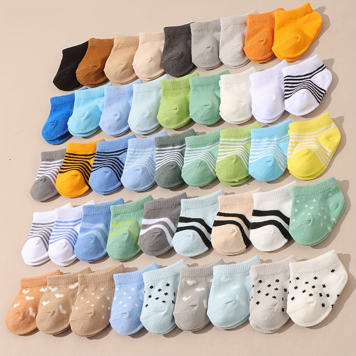 12 Pairs of Random Solid Color Polka Dot Striped Socks and, /MH
