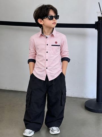 Kids Oven & Knit Contrast Long Sleeve Cotton Shirt (2-12yrs)MH