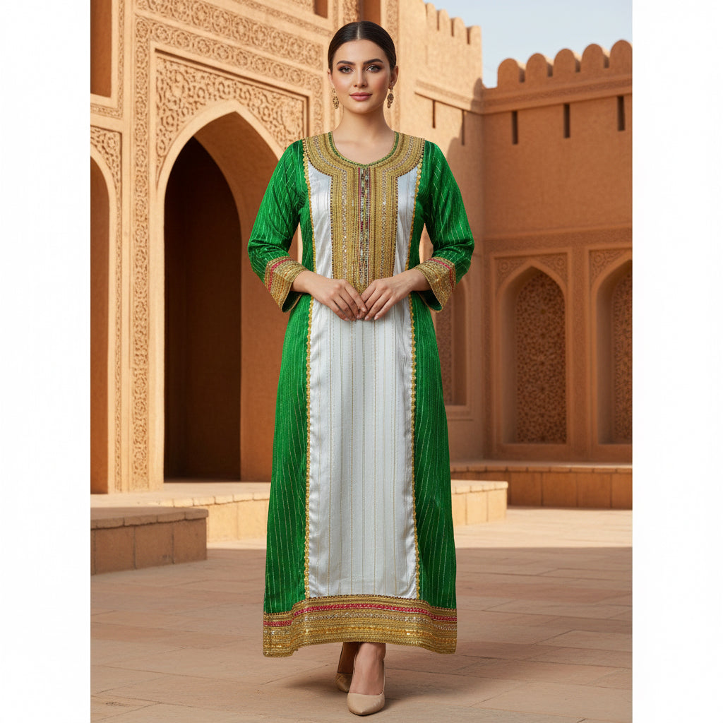 Women’s Blue Red Green Salwar Kameez Oman Traditional Suit | Sizes 40,44 | MH