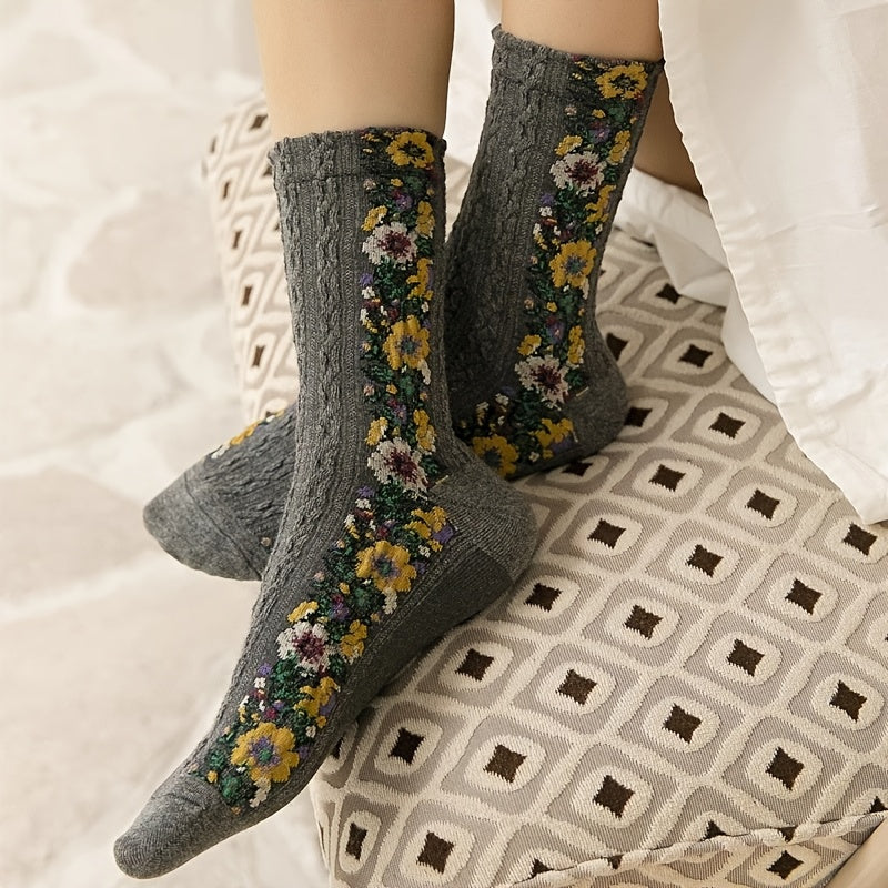 Palace Style Retro Floral Socks for Women,/MH
