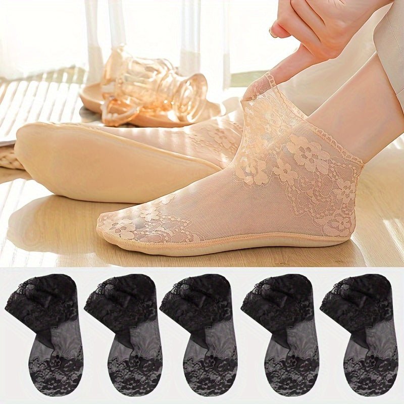 [Breathable Lace Socks] 5 Pairs Ultra-Thin Women’s/MH