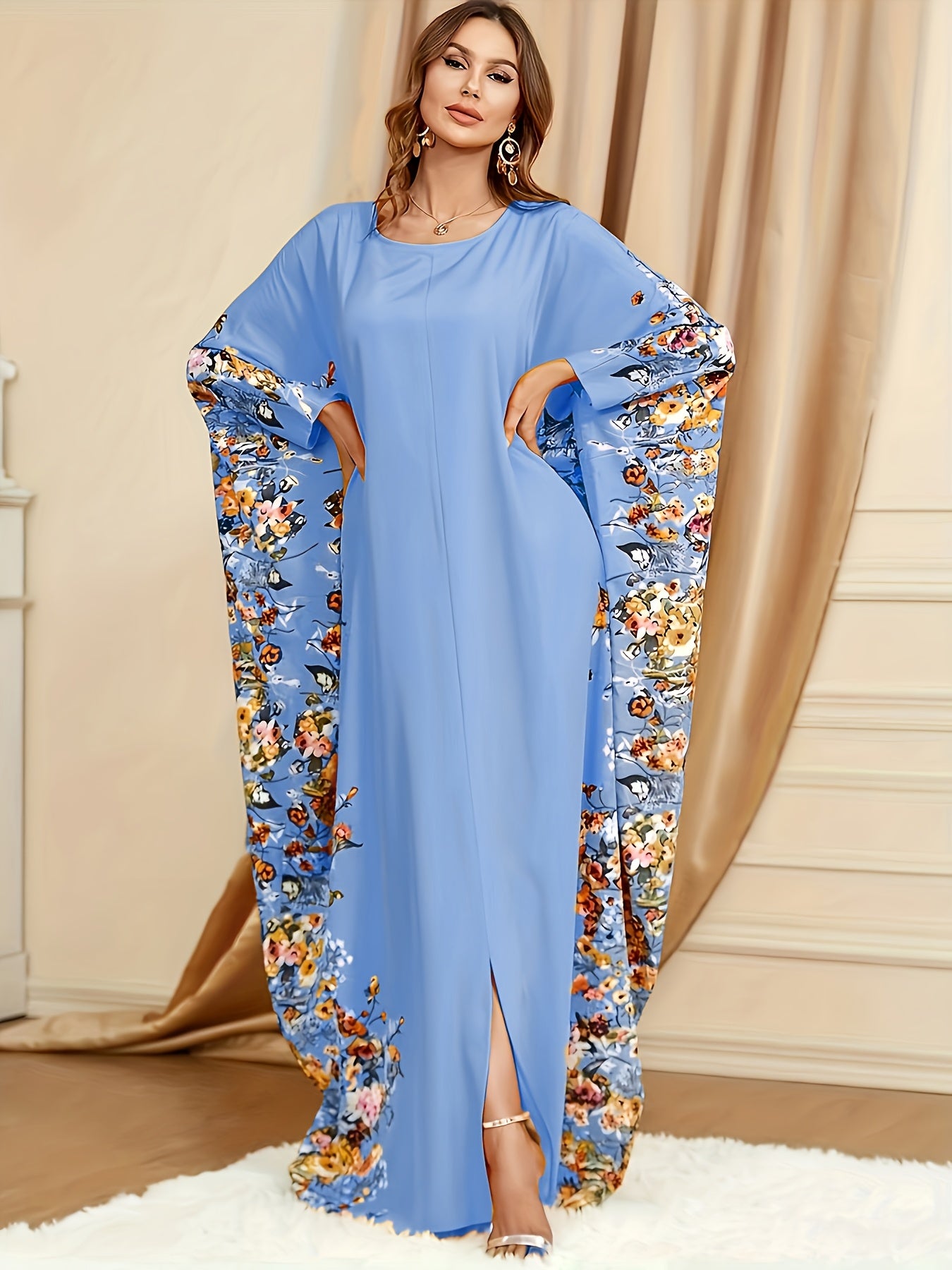 Polyester Kaftan Dress Floral Print Polyester Women's fashion 'MH