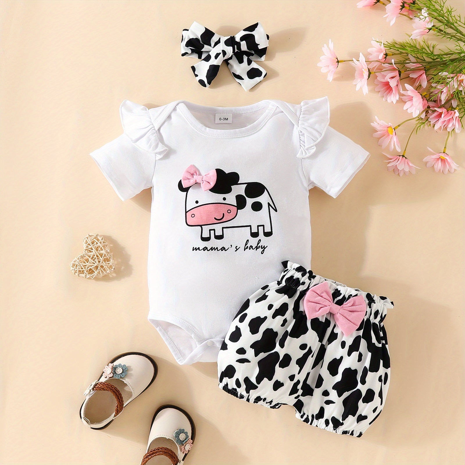 3pcs Short Sleeve & Shorts Set for Newborns - "I'm Daddy's Girl"