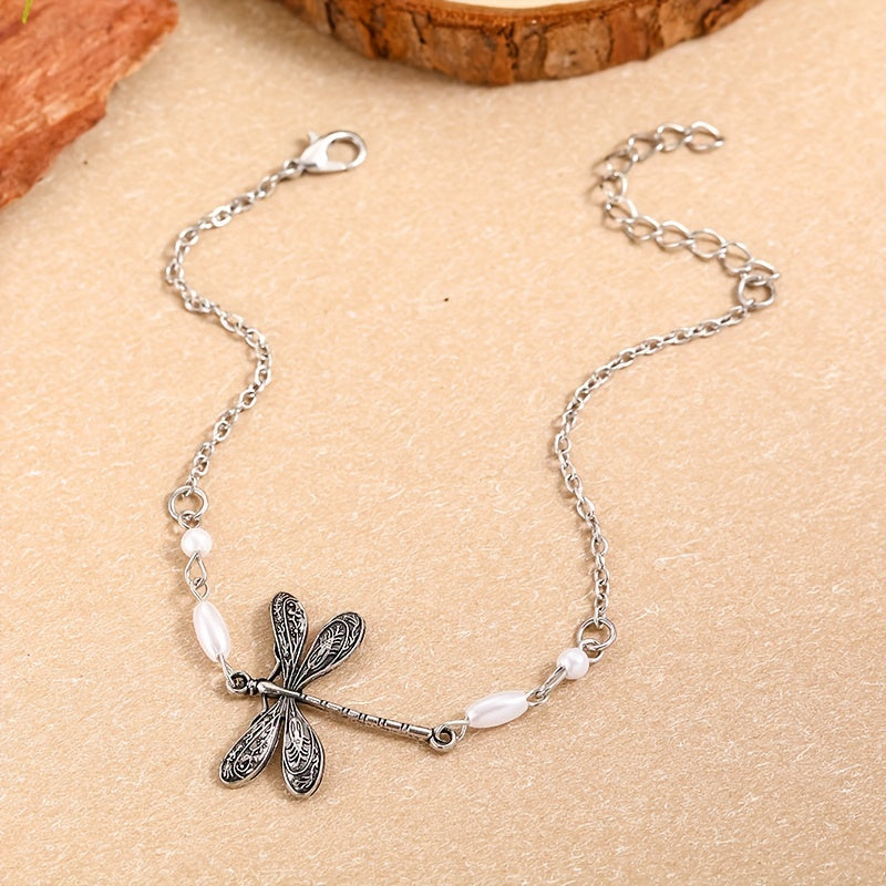[Thin Chain Dragonfly Anklet Minimalist] Simple Dragonfly Insect Thin Chain Anklet Minimalist Ankle Bracelet For Women
