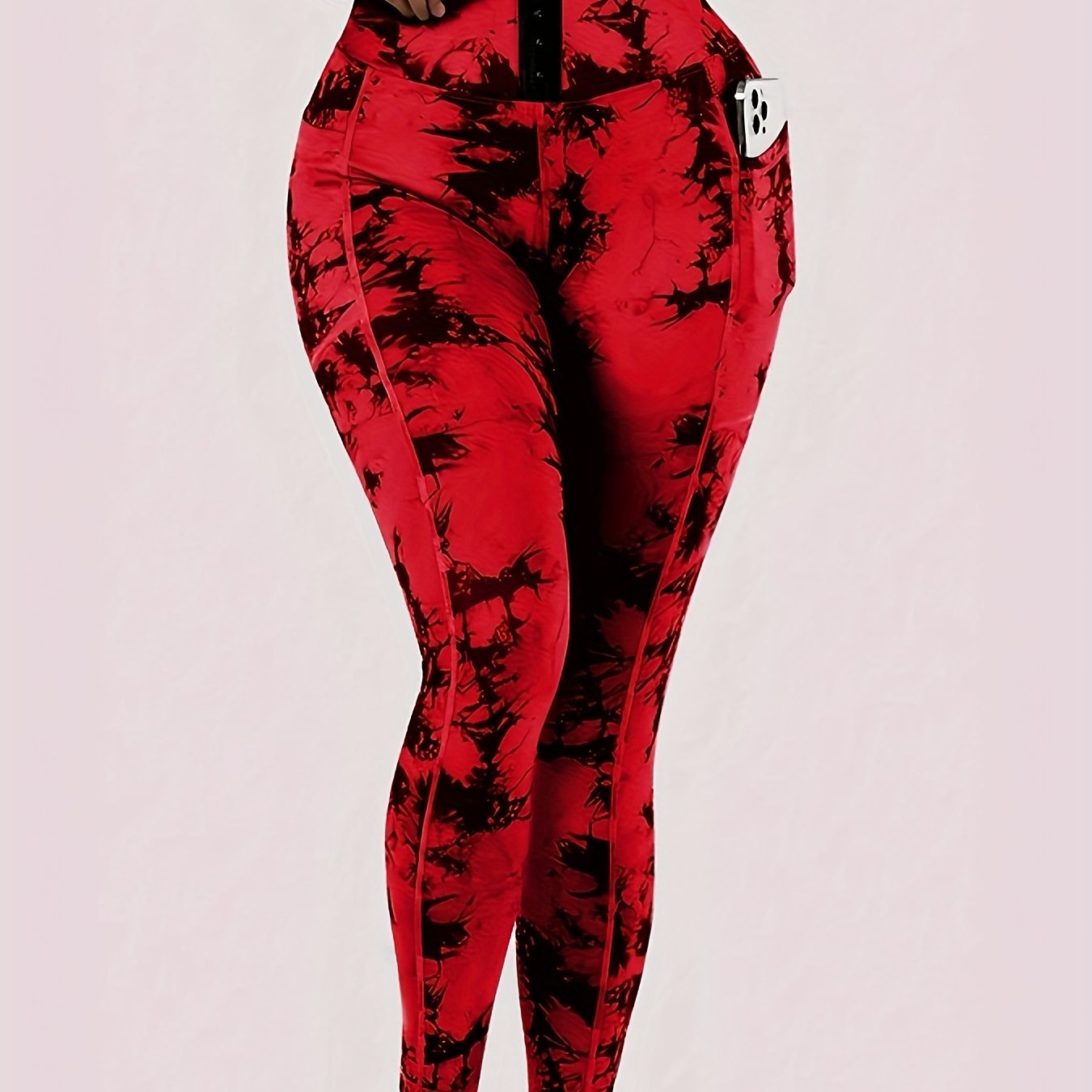 Women'S High-Waist Tie-Dye Yoga Leggings with Front Button Closure & Pockets .