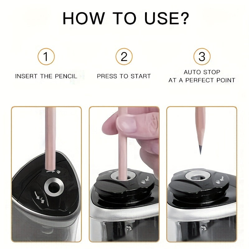 Automatic Electric Pencil Sharpener with Auto-Stop & Lead Breakage Prevention .