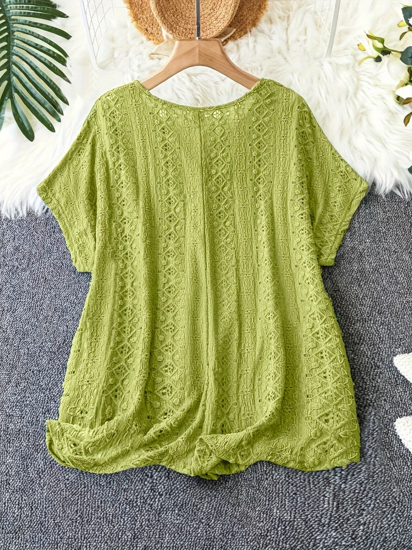 Plus Size - Women'S Elegant V-Neck Bat Sleeve T-Shirt - Slim Fit,