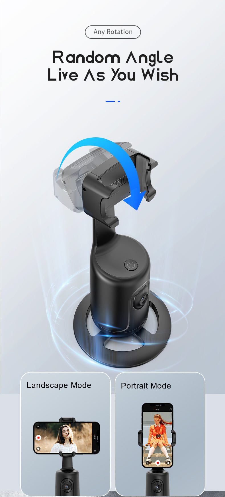 Auto Face Tracking Tripod, No App Required, 360° Rotation .