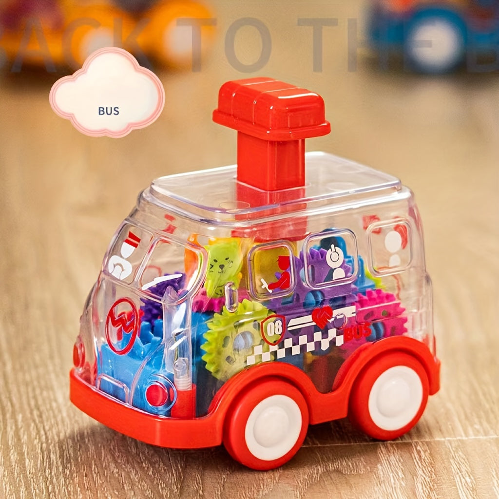 Children Cartoon Transparent Gear Toy Car, Educational Pull Back Car Model, Boy And Girl Christmas Halloween Thanksgiving Birthday Gift ( Gear Color Is Random)