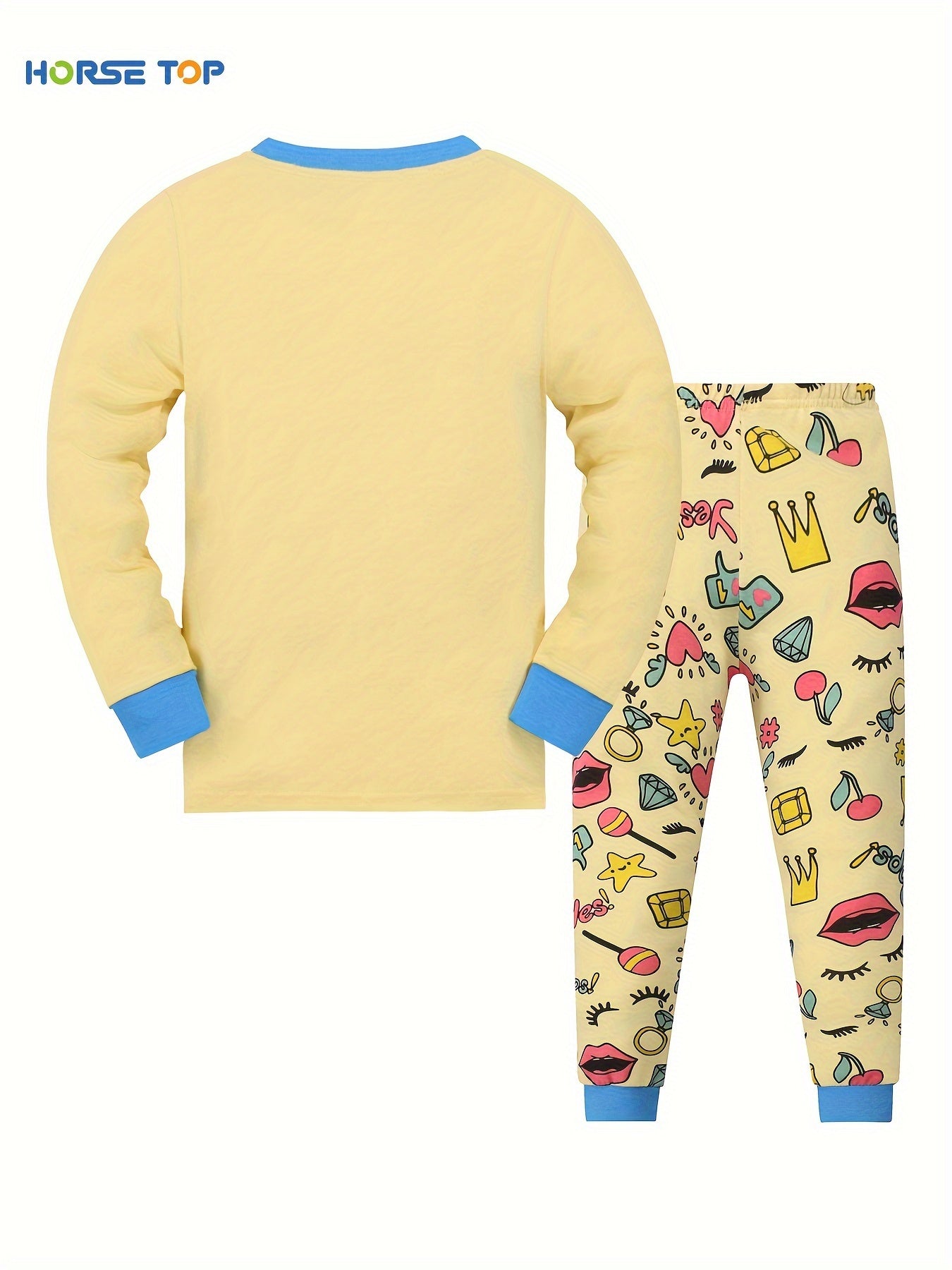 Kid's 2pcs Pajamas, Long Sleeve Top & Pants Set,
