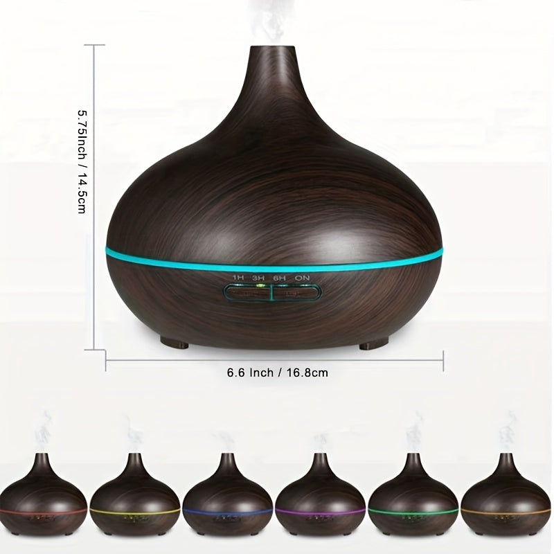 1pc Aroma Diffuser Essential Oil Large Room Office 550ml Wood Color USB Charge Essential Oil Diffusers Cool Mist Humidifier Super Quiet Ambient 7 Color LED Light Waterless Auto Off Aromatherapy Diffuser For Home Bedroom Gift