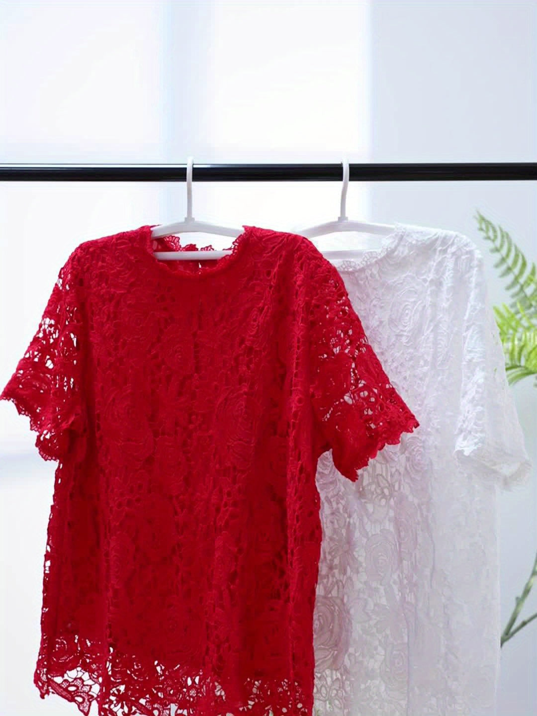 [Elegant Blouse] Elegant Green Lace Plus Size Blouse for Women |