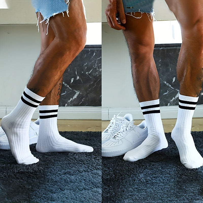 6 Pairs of Stylish Men's Crew Socks - Breathable,/MH