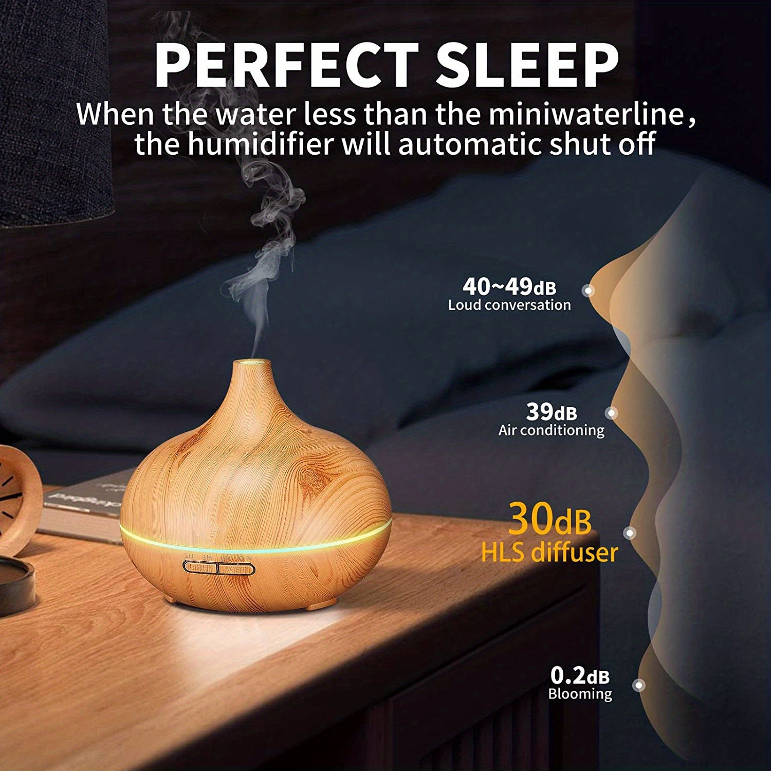 1pc Aroma Diffuser Essential Oil Large Room Office 550ml Wood Color USB Charge Essential Oil Diffusers Cool Mist Humidifier Super Quiet Ambient 7 Color LED Light Waterless Auto Off Aromatherapy Diffuser For Home Bedroom Gift
