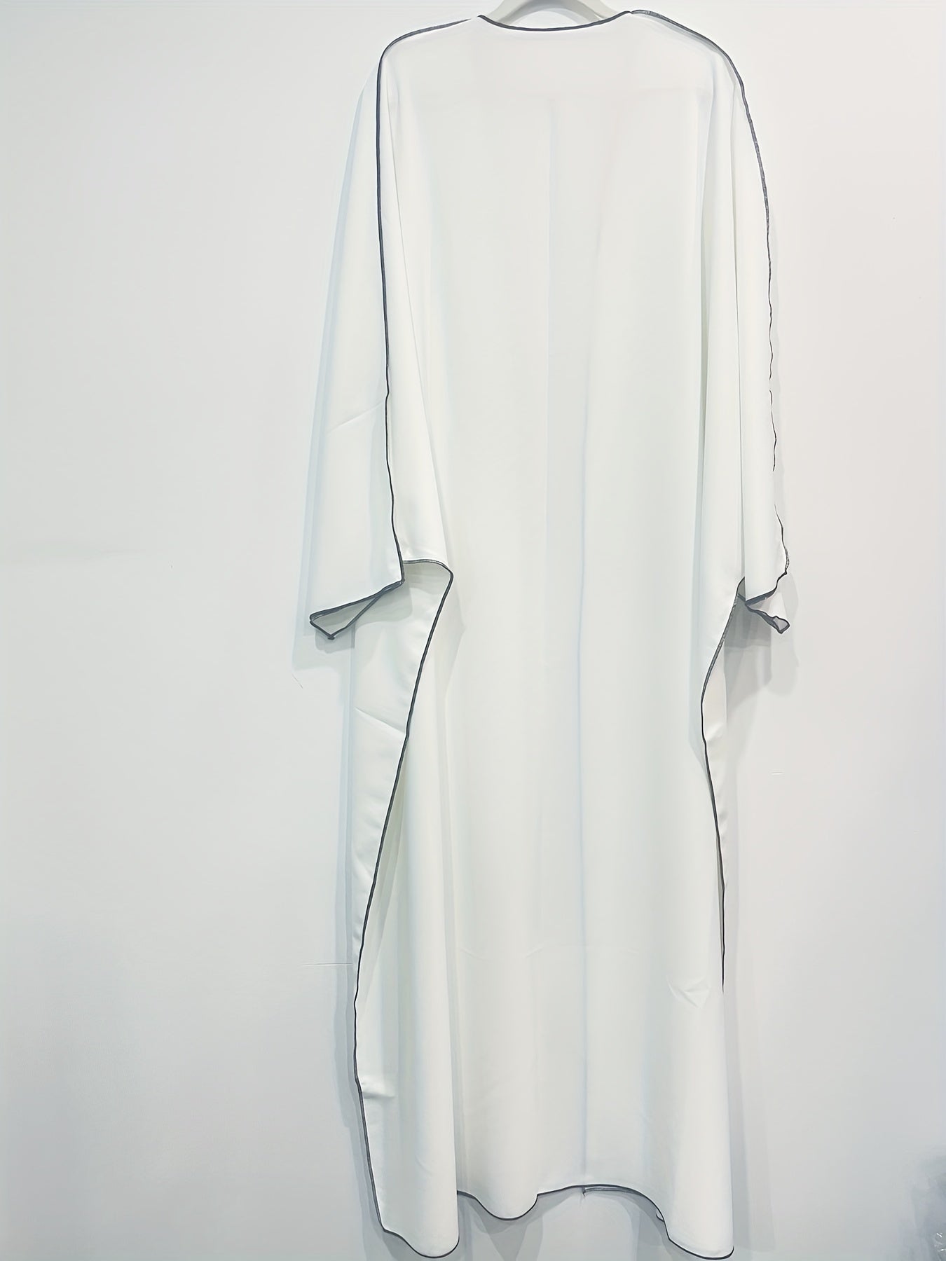 Solid Crew Neck Long Sleeve Kaftan Dress, /MH