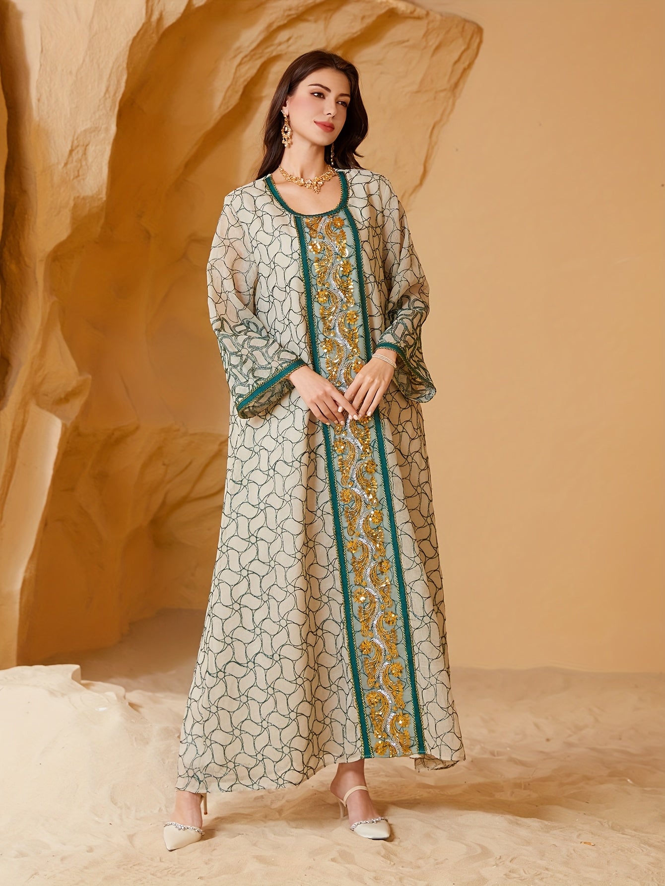 Elegant Middle Eastern Style Jalabiya Dress for Women -./MH