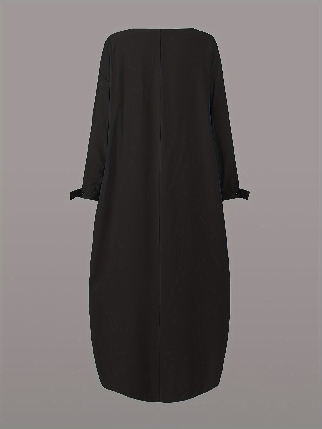 Solid Split Kaftan Dress, Modest Long Sleeve Maxi Dress '/MH