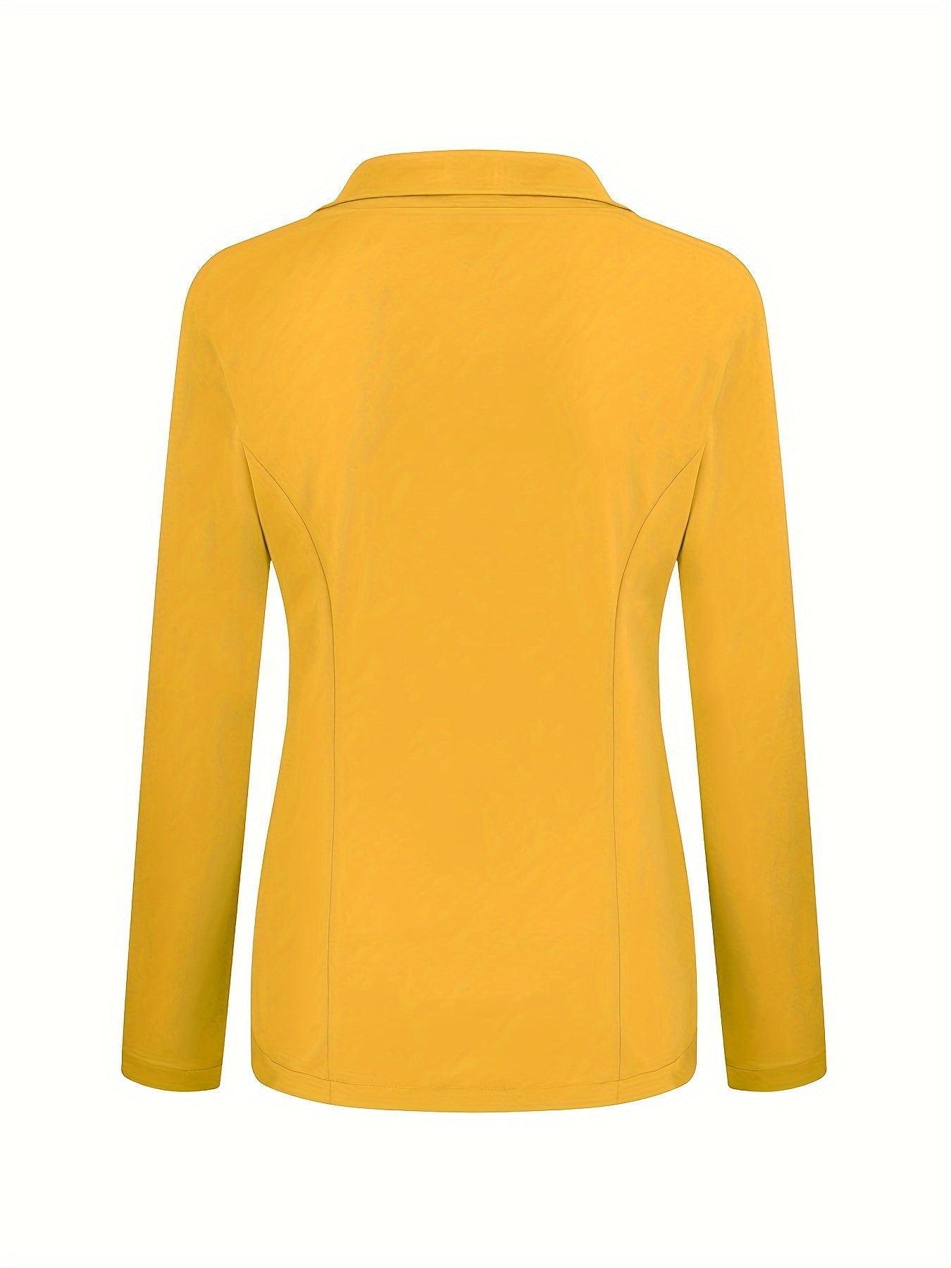 Solid Lapel Button Long Sleeve Blazer Jacket, Casual Loose .