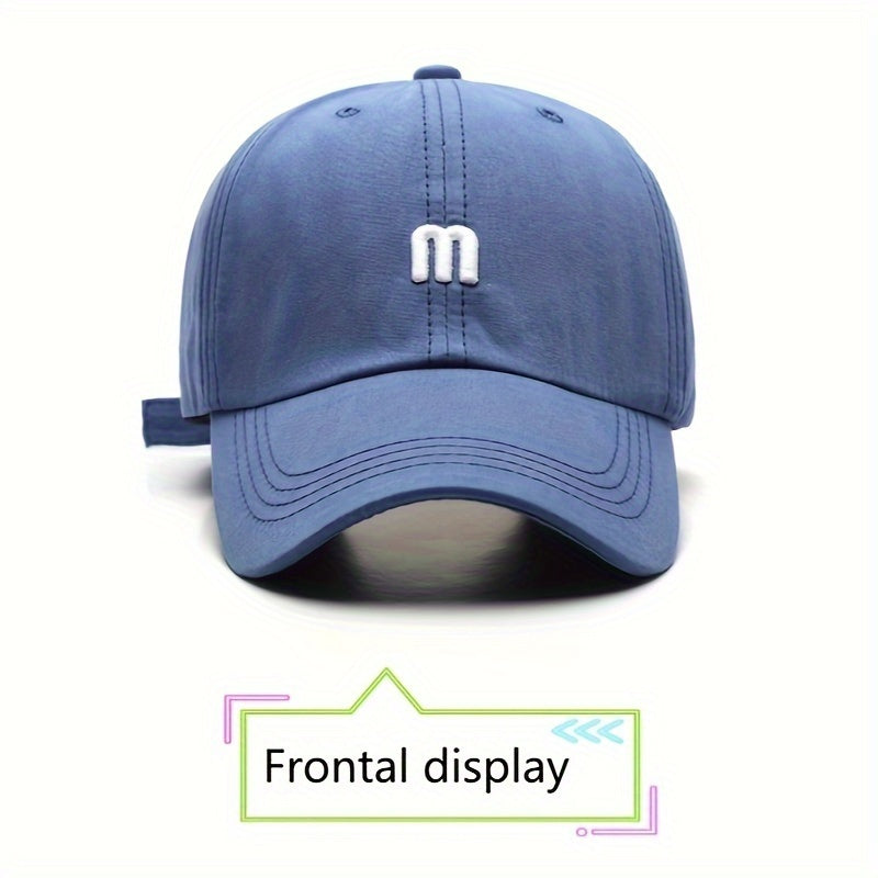 A Cap Featuring an Embroidered M, Designed As a Soft Sunshade Hat,