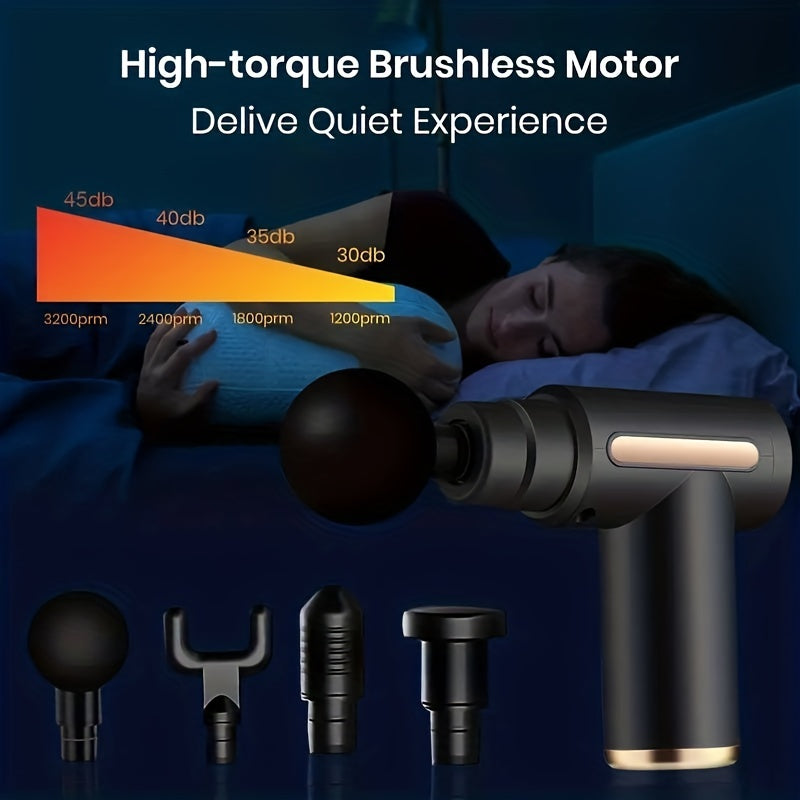 1pc Massage Gun, Deep Tissue Muscle Handheld Impact Massager, Suitable For Body, Back, And Neck Massage Relaxation, Ultra Compact And Elegant Design, High Torque Power Supply, Father's Day Gift For Dad