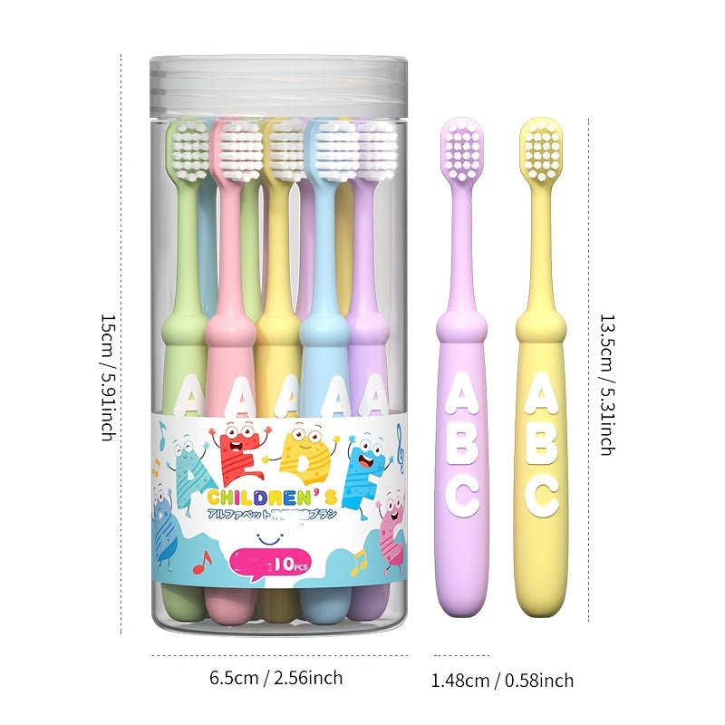 10pcs/pack Letter Antibacterial Silk Kids Toothbrush, Cartoon Soft Bristle Toothbrush, Unisex High Density Brushes, Non-Breaking Student Gum Guard, Christmas, Halloween, Thanksgiving Day Gift