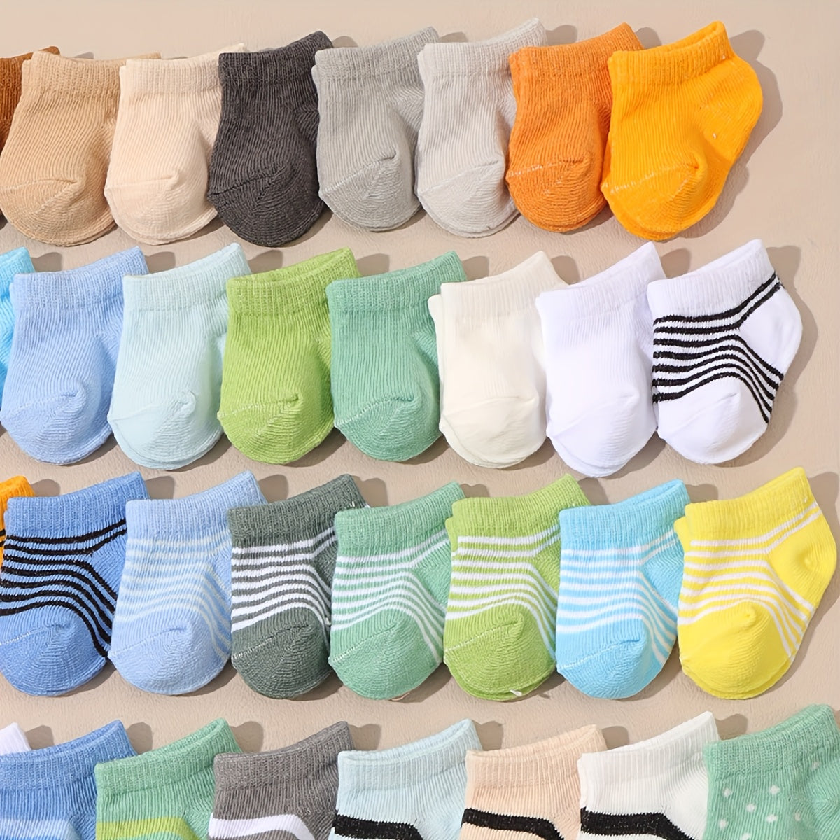 12 Pairs of Random Solid Color Polka Dot Striped Socks and, /MH