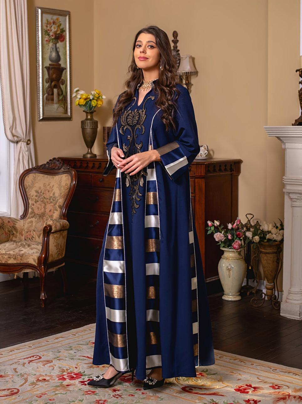 Oriented Spot Middle East Dubai Muslim Women's Abaya Long Dress ./MH
