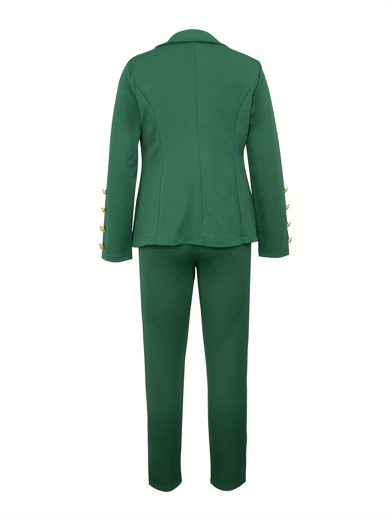 Business Casual Two-piece Set, Double-breasted Lapel Blazer.