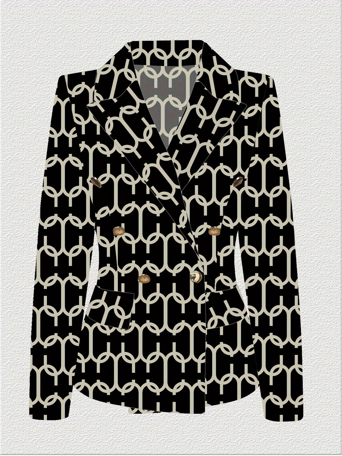 Solid Color Open Front Blazer, Elegant Lapel Neck Double Breasted.