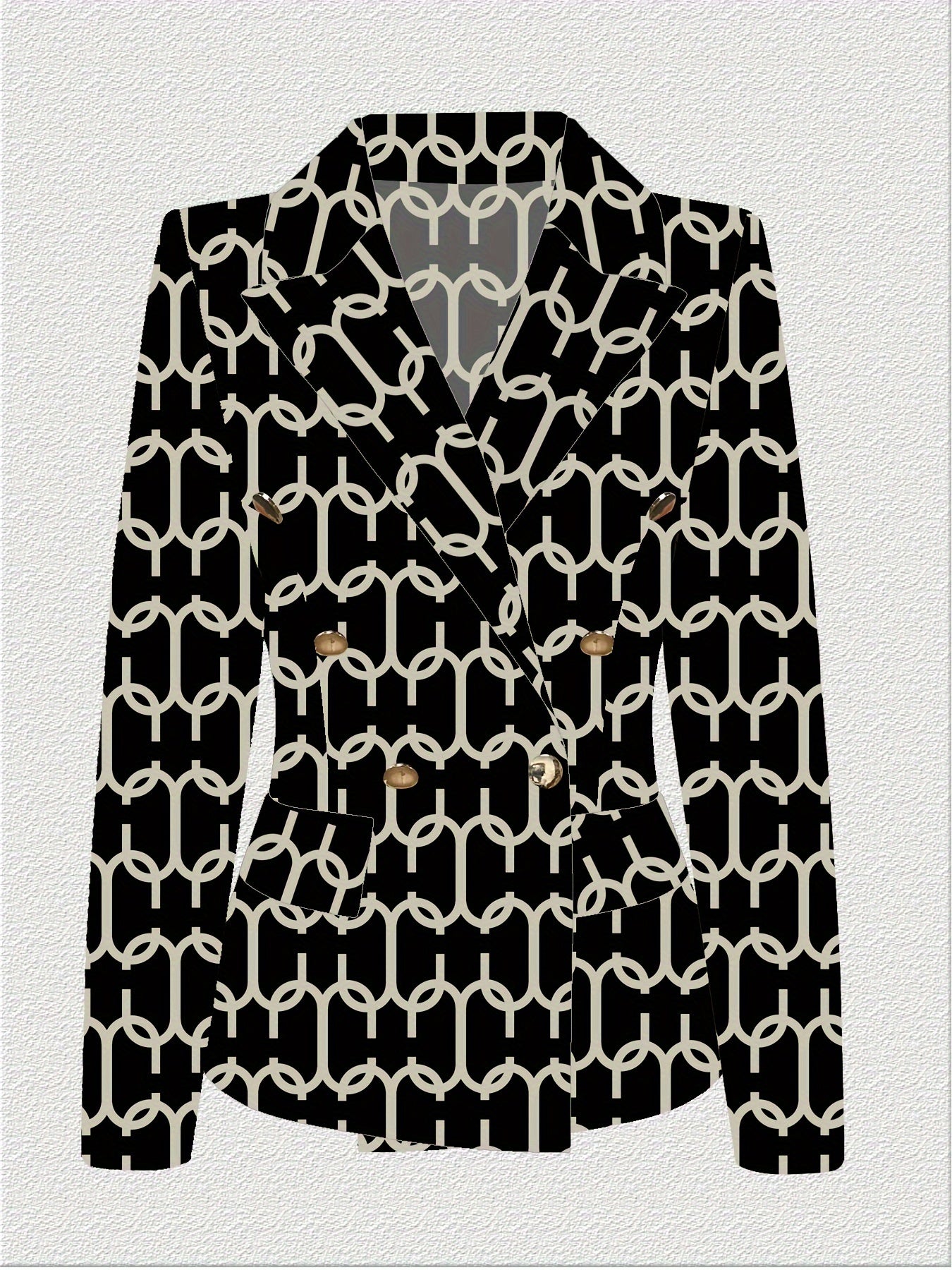 Solid Color Open Front Blazer, Elegant Lapel Neck Double Breasted.